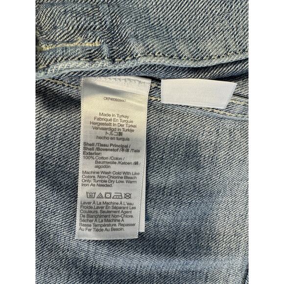 Madewell Denim Crop Jacket Band Collar Blue Jean Chambray Top XS NEW - Picture 8 of 11